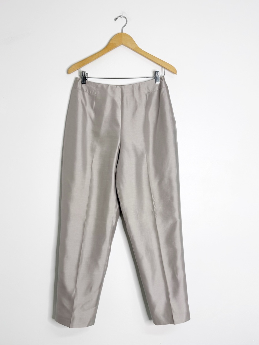 Talbots Petites Pure Silk Pants Women’s Size 10 Silver Vintage Side Zip